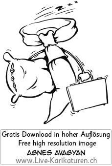 Manager Krawatte Office Business Buero CEO Schlaf Muedigkeit muede Kissen Aktenkoffer Ruhe Entspannung Relax relaxen Pause Wochenende Arbeitsschluss schwarzweiss black and white Cartoon Comic Karikatur Clipart Zeichnung Bild Illustration image painting kostenlos Gratisbild free image, Thumbnail