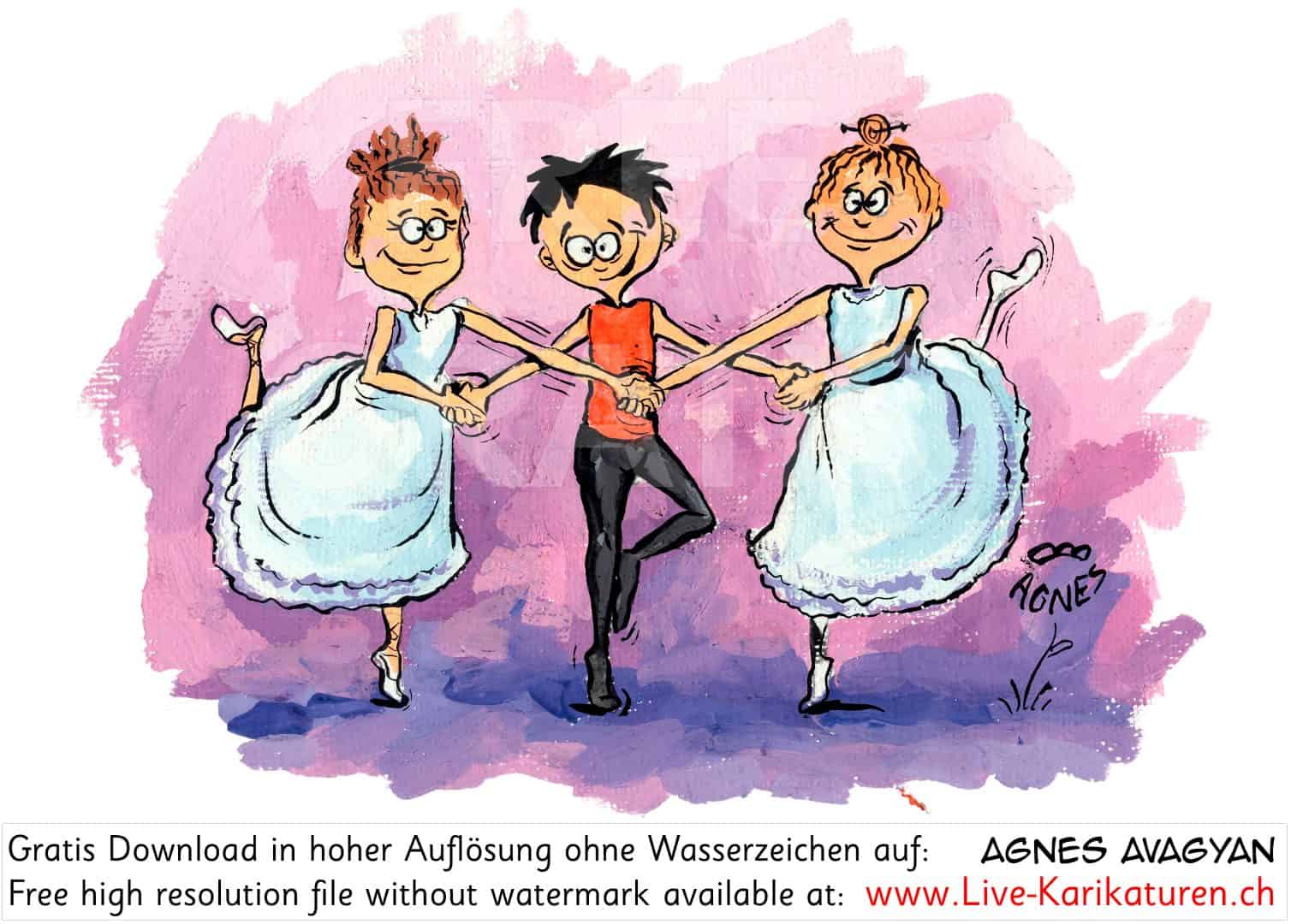 Ballett, klassischer, Tanz, Ballerina, Ballettschule, Ensemble, Taenzer, Agnes, Karikaturen, gratis, free, Clipart, Comic, Cartoon, Zeichnung, Agnes Live-Karikaturen, Download, kostenlos, Gratisbild, Free image, Clipart, Comic, Cartoon, Illustration, Watermark UHD