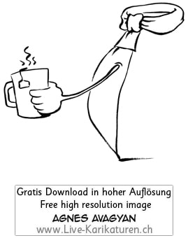 Krawatte Office Business Chef Vorgesetzter Boss Manager office worker business presentation Kaffee Pause Tee relax break easy, schwarzweiss black and white, Cartoon Comic Karikatur Clipart Zeichnung Bild Illustration image painting kostenlos Gratisbild free image, Thumbnail