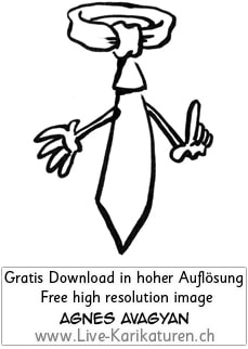 Krawatte Office Business Chef Vorgesetzter Boss Manager office worker business presentation Zeigefinger Warnung Achtung Vorsicht warning Zurueckhaltung schwarzweiss black and white Cartoon Comic Karikatur Clipart Zeichnung Bild Illustration image painting kostenlos Gratisbild free image, Thumbnail