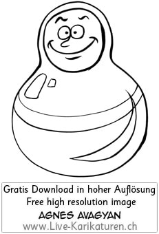 Matrjoschka Babuschka Puppen Kegel Matryoshka lustig Kugel Mann Agnes Karikaturen gratis free Clipart Comic Cartoon Zeichnung bw, Thumbnail