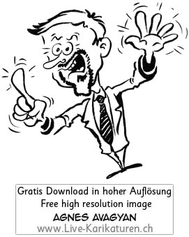 Krawatte Office Business Chef Vorgesetzter Boss Manager office worker business presentation wichtig Warnung Hinweis Achtung Stop Idee Vision color schwarzweiss black and white Cartoon Comic Karikatur Clipart Zeichnung Bild Illustration image painting kostenlos Gratisbild free image, Thumbnail