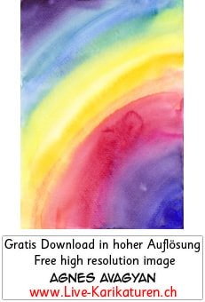 Regenbogen Aquarell Hintergrund Spektralfarben Prisma Farbspektrum rot orange gelb grün türkis blau indigo violett purpur rainbow aquarell background, Thumbnail