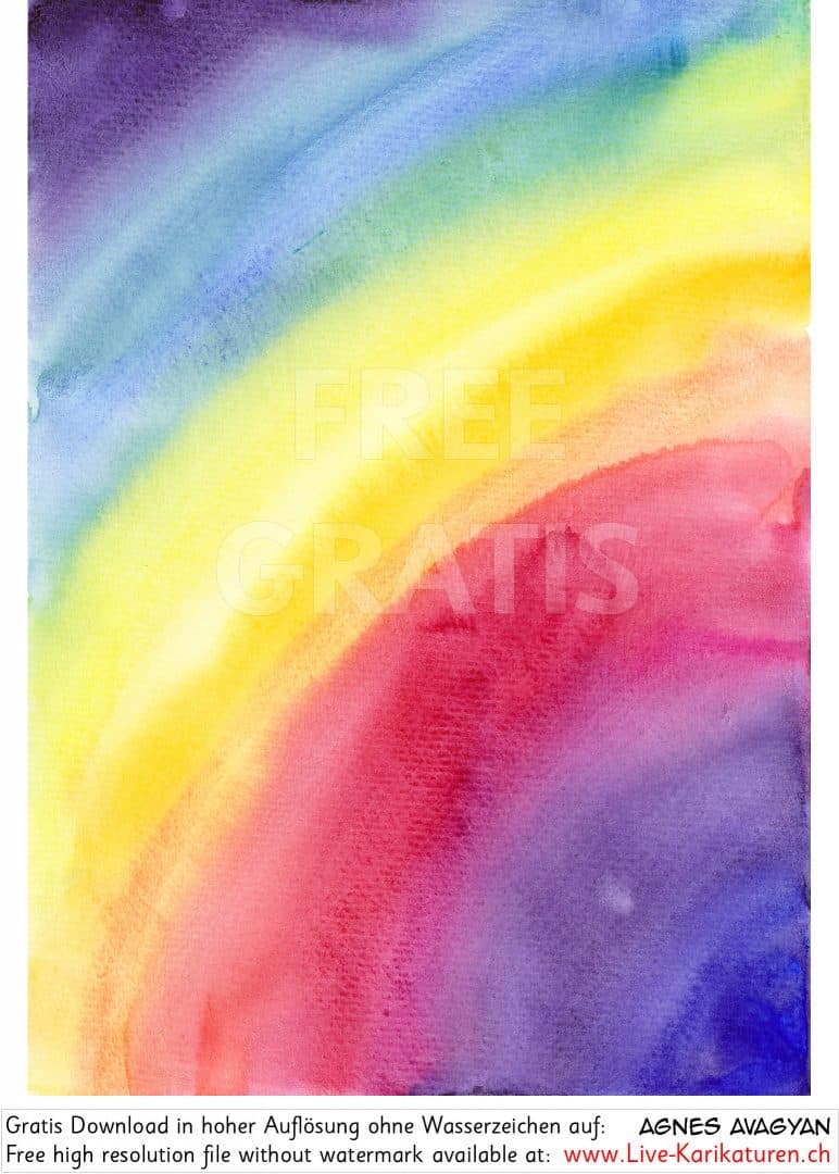 Regenbogen Aquarell Hintergrund Spektralfarben Prisma Farbspektrum rot orange gelb grün türkis blau indigo violett purpur rainbow aquarell background, Watermark UHD UltraHD