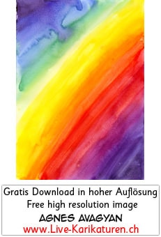 Regenbogen Aquarell Hintergrund Spektralfarben Prisma Farbspektrum rot orange gelb grün türkis blau indigo violett purpur rainbow aquarell background, Thumbnail