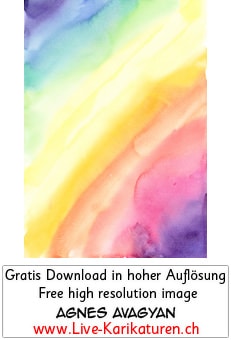 Regenbogen Aquarell Hintergrund Spektralfarben Prisma Farbspektrum rot orange gelb grün türkis blau indigo violett purpur rainbow aquarell background, Thumbnail