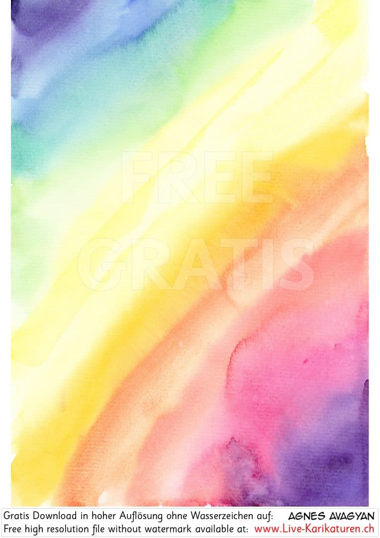 Regenbogen Aquarell Hintergrund Spektralfarben Prisma Farbspektrum rot orange gelb grün türkis blau indigo violett purpur rainbow aquarell background, Watermark