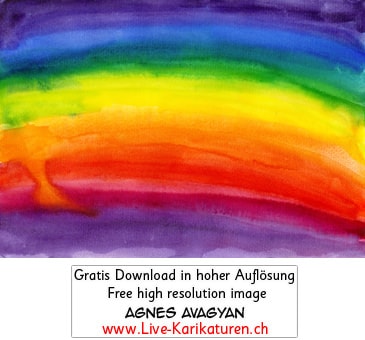 Regenbogen Aquarell Hintergrund Spektralfarben Prisma Farbspektrum rot orange gelb grün türkis blau indigo violett purpur rainbow aquarell background, Thumbnail