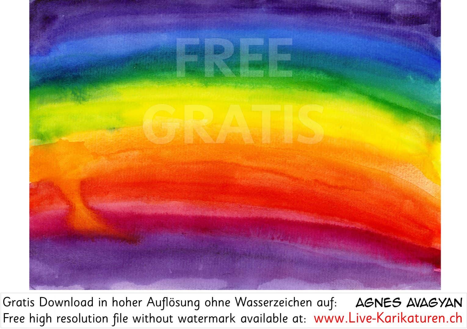 Regenbogen Aquarell Hintergrund Spektralfarben Prisma Farbspektrum rot orange gelb grün türkis blau indigo violett purpur rainbow aquarell background, Watermark