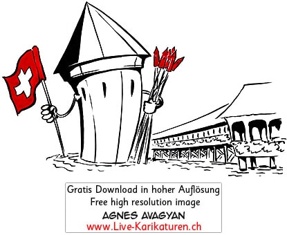 Kapellbruecke, Nationalfeiertag, 1 August, Reuss, Luzern, Bruecke, Raketen, Fahne, Flagge, Schweizerkreuz, Leuchtenstadt, alte Bruecke, Sehenswuerdigkeit, Agnes Karikaturen, Bild, Illustration, image, painting, kostenlos, Gratisbild, free image, Alleinunterhalter, Unterhaltung, Kunst, Kunsthandwerk, Firmenevent, Geschaeftsessen, Geburtstag, Hochzeit, Firmenevent, Geschenkidee, Hochzeit, Jubilaeum, Kuenstler, Live Karikaturist, Pensionierung, Messeanimation, Portraitbild zeichnen, Showkuenstler, Entertainer, Schnellzeichner, Comiczeichner, Armenian Artist from Yerevan