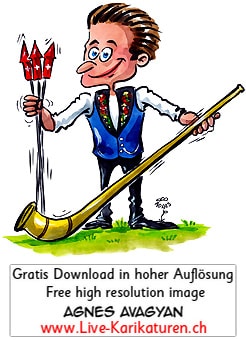 Alphorn Rakete 1. August Nationalfeiertag Schweiz Schweizer Senn Trachten Tracht Laendler volkstuemlich Brauchtum Hut elegant Mann Wiese Raketen Agnes Live-Karikaturen, Download, kostenlos, Gratisbild, Free image, Clipart, Comic, Cartoon, Illustration, Cartoon, Comic, Karikatur, Clipart, Zeichnung, Bild, Illustration, image, painting, kostenlos, Kunst, Kunsthandwerk, Geschenkidee, Kuenstler, Live Karikaturist, Comiczeichner, Armenian Artist from Yerevan