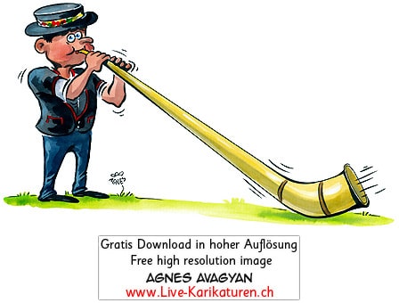 Alphorn 1. August Nationalfeiertag Schweiz Schweizer Senn Trachten Tracht Laendler volkstuemlich Brauchtum Hut elegant Musik Agnes Live-Karikaturen, Download, kostenlos, Gratisbild, Free image, Clipart, Comic, Cartoon, Illustration, Cartoon, Comic, Karikatur, Clipart, Zeichnung, Bild, Illustration, image, painting, kostenlos, Kunst, Kunsthandwerk, Geschenkidee, Kuenstler, Live Karikaturist, Comiczeichner, Armenian Artist from Yerevan