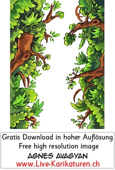 Baum Blaetter Layoutelement Rahmen Natur Wald Baeume Aeste Agnes Karikaturen gratis free Clipart Comic Cartoon Zeichnung c