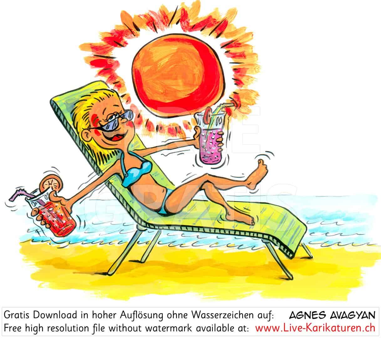 Sommer Sonne Sonnenschein Girl — Agnes Karikaturen / Webseite