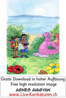 Bodensee Blumeninsel Mainau Blumen Enten Touristen Schulreise Kinder See Sommer Ausflug Agnes Karikaturen gratis free Clipart Comic Cartoon Zeichnung c