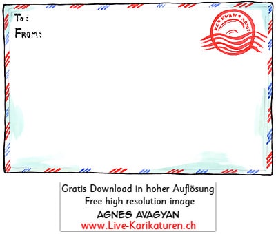 Umschlag Couvert Brief Luftpost Adresse Absender Empfaenger Agnes Live-Karikaturen, Download, kostenlos, Gratisbild, Free image, Clipart, Comic, Cartoon, Illustration, Cartoon, Comic, Karikatur, Clipart, Zeichnung, Bild, Illustration, image, painting, kostenlos, Kunst, Kunsthandwerk, Geschenkidee, Kuenstler, Live Karikaturist, Comiczeichner, Armenian Artist from Yerevan