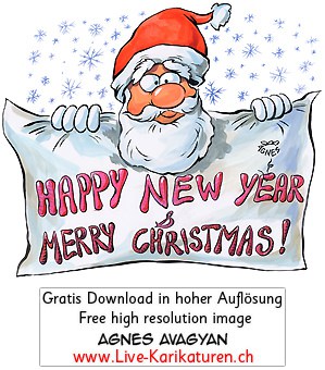 Happy new Year & merry Christmas Xmas Weihnachtsmann Santa Claus Schnee Winter rote Muetze weisser Bart Glueckwunsch Neujahr Sylvester Weihnachtszeit Weihnachtsferien Schneekristalle grosse Nase Banner Agnes Live-Karikaturen, Download, kostenlos, Gratisbild, Free image, Clipart, Comic, Cartoon, Illustration, Cartoon, Comic, Karikatur, Clipart, Zeichnung, Bild, Illustration, image, painting, kostenlos, Kunst, Kunsthandwerk, Geschenkidee, Kuenstler, Live Karikaturist, Comiczeichner, Armenian Artist from Yerevan