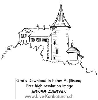 Kriens Schloss Schauensee Schloessli Pilatus schwarzweiss, Turm, Agnes Live-Karikaturen, Download, kostenlos, Gratisbild, Free image, Clipart, Comic, Cartoon, Illustration, Cartoon, Comic, Karikatur, Clipart, Zeichnung, Bild, Illustration, image, painting, kostenlos, Kunst, Kunsthandwerk, Geschenkidee, Kuenstler, Live Karikaturist, Comiczeichner, Armenian Artist from Yerevan