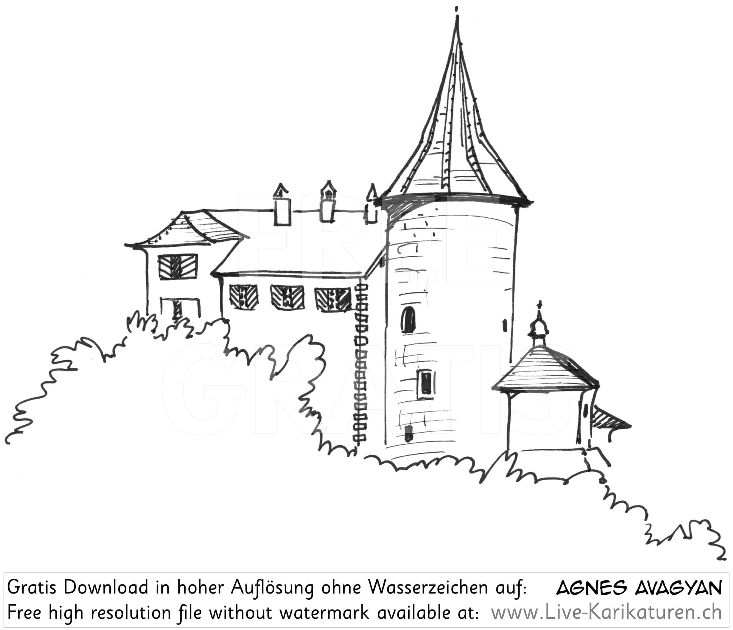 Kriens Schloss Schauensee Schloessli Pilatus schwarzweiss, Turm, Agnes Live-Karikaturen, Download, kostenlos, Gratisbild, Free image, Clipart, Comic, Cartoon, Illustration, Cartoon, Comic, Karikatur, Clipart, Zeichnung, Bild, Illustration, image, painting, kostenlos, Kunst, Kunsthandwerk, Geschenkidee, Kuenstler, Live Karikaturist, Comiczeichner, Armenian Artist from Yerevan