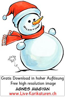 Schneemann bauen rote Muetze Ruebennase roter Schal Schnee Winter Ruebe Kappe Weihnachten Ruebli spielen Weihnachtszeit Agnes Live-Karikaturen, Download, kostenlos, Gratisbild, Free image, Clipart, Comic, Cartoon, Illustration, Cartoon, Comic, Karikatur, Clipart, Zeichnung, Bild, Illustration, image, painting, kostenlos, Kunst, Kunsthandwerk, Geschenkidee, Kuenstler, Live Karikaturist, Comiczeichner, Armenian Artist from Yerevan