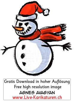 Weihnachtsmann Schneemann rote Muetze Ruebennase Ruebe Arme roter Schal Schnee spielen Kugel Weihnachten Xmas Agnes Live-Karikaturen, Download, kostenlos, Gratisbild, Free image, Clipart, Comic, Cartoon, Illustration, Cartoon, Comic, Karikatur, Clipart, Zeichnung, Bild, Illustration, image, painting, kostenlos, Kunst, Kunsthandwerk, Geschenkidee, Kuenstler, Live Karikaturist, Comiczeichner, Armenian Artist from Yerevan