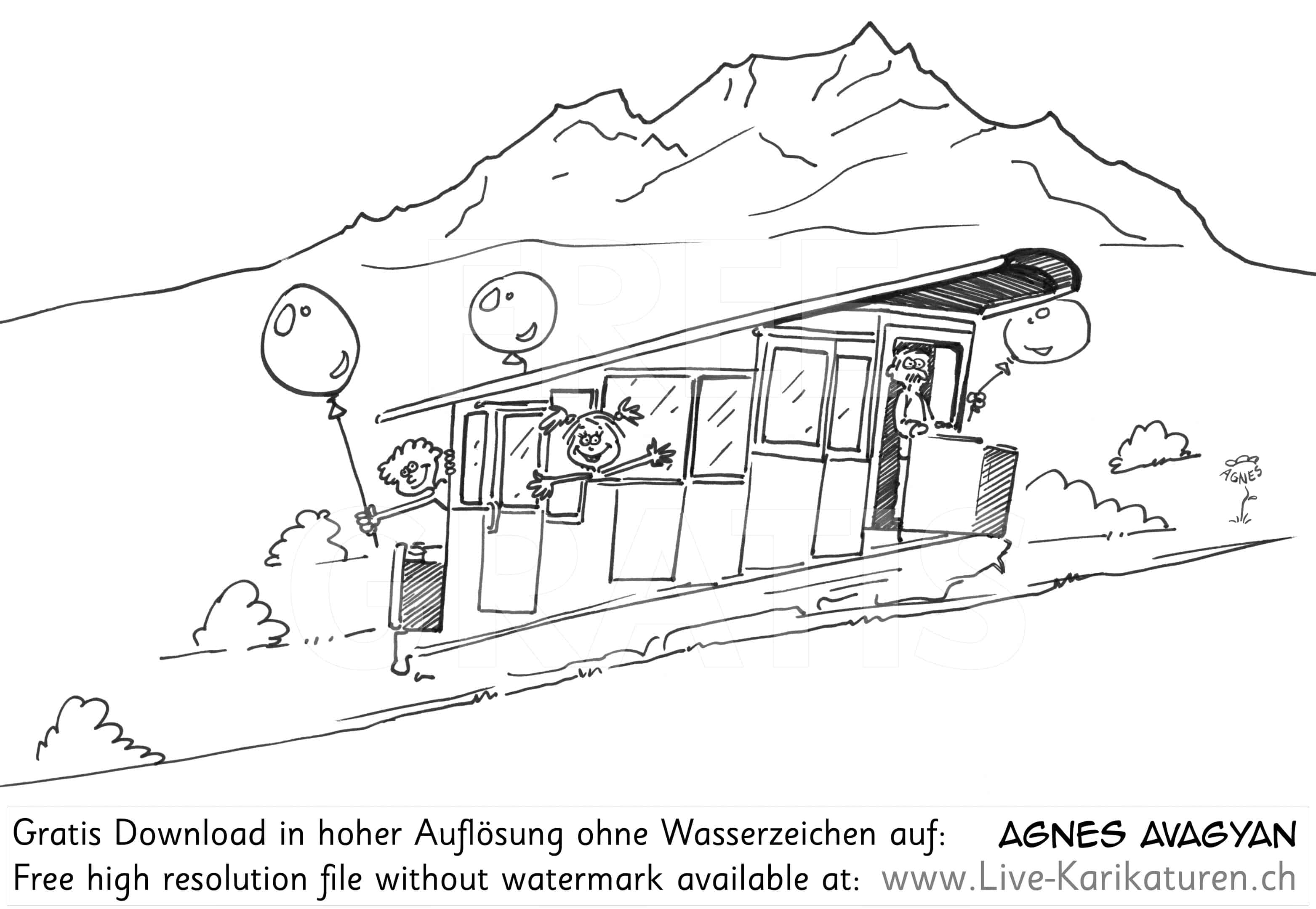 Kriens Sonnenbergbahn Sonnenberg Baehnli Pilatus Ausflug Kinder Schulreise Luzern Ballon Bergstation antik Bahn Agnes Live-Karikaturen, Download, kostenlos, Gratisbild, Free image, Clipart, Comic, Cartoon, Illustration, Cartoon, Comic, Karikatur, Clipart, Zeichnung, Bild, Illustration, image, painting, kostenlos, Kunst, Kunsthandwerk, Geschenkidee, Kuenstler, Live Karikaturist, Comiczeichner, Armenian Artist from Yerevan