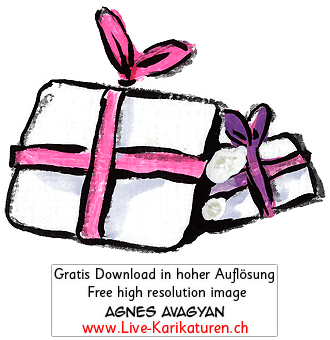 Geschenke Weihnachten weiss Geburtstag rosarot pink violett Geschenkbaender verpackt Ueberraschung Dekoelement Layoutelement Agnes Live-Karikaturen, Download, kostenlos, Gratisbild, Free image, Clipart, Comic, Cartoon, Illustration, Cartoon, Comic, Karikatur, Clipart, Zeichnung, Bild, Illustration, image, painting, kostenlos, Kunst, Kunsthandwerk, Geschenkidee, Kuenstler, Live Karikaturist, Comiczeichner, Armenian Artist from Yerevan