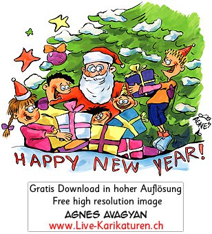 Happy New Year Weihnachtsbaum Weihnachtsferien Weihnachtsfeier Santa Claus Weihnachtsmann Fest Freude Geschenke Winter Weihnachten Neujahr Sylvester Tannenbaum Schnee Sterne Weihnachtsschmuck Agnes Live-Karikaturen, Download, kostenlos, Gratisbild, Free image, Clipart, Comic, Cartoon, Illustration, Cartoon, Comic, Karikatur, Clipart, Zeichnung, Bild, Illustration, image, painting, kostenlos, Kunst, Kunsthandwerk, Geschenkidee, Kuenstler, Live Karikaturist, Comiczeichner, Armenian Artist from Yerevan