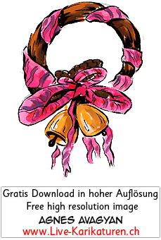 Weihnachtsschmuck Dekoration Kranz Flechtarbeit Glocken Hochzeit rosarot pink Band Schmuck Tuerschmuck Baendel Verzierung Fest Feierlichkeit Agnes Live-Karikaturen, Download, kostenlos, Gratisbild, Free image, Clipart, Comic, Cartoon, Illustration, Cartoon, Comic, Karikatur, Clipart, Zeichnung, Bild, Illustration, image, painting, kostenlos, Kunst, Kunsthandwerk, Geschenkidee, Kuenstler, Live Karikaturist, Comiczeichner, Armenian Artist from Yerevan