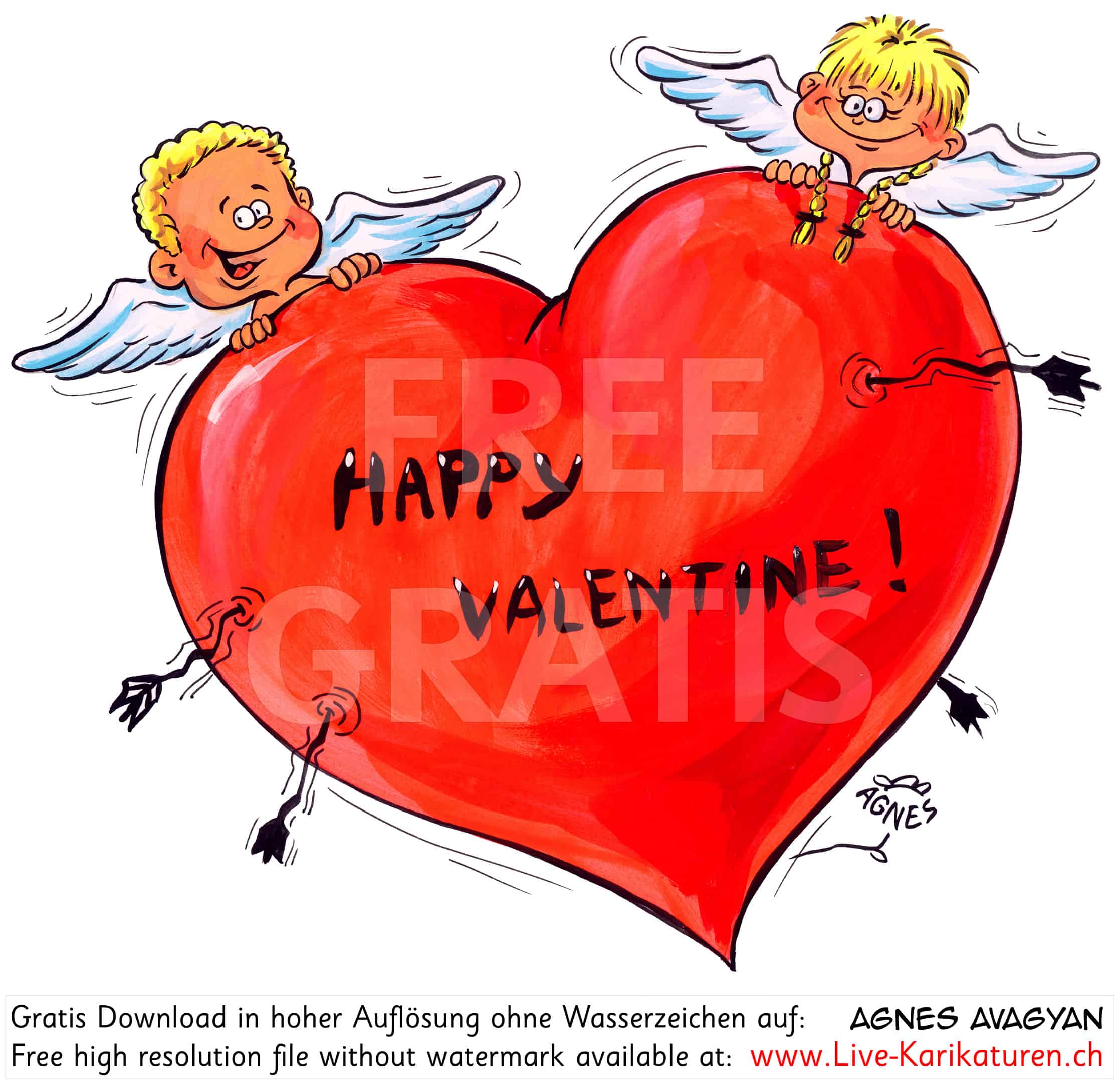 Valentinstag Herz Engelchen Pfeile Amor Flügel herzig süss glücklich Happy Valentine Valentin Liebe Love Amour Verliebte verliebt Sehnsucht Romantik romantisch Rendezvous Liebesgeständnis Liebesbrief Agnes Karikaturen gratis free Clipart Comic Cartoon Zeichnung c transparent