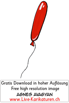 Ballon Luftballon Schnur Helium Kindergeburtstag Geburtstag Party Deko rot farbig Agnes Live-Karikaturen Karikaturistin Cartoon Comic Karikatur Clipart Zeichnung handgezeichnet gemalt Bild Illustration image painting Download kostenlos Gratisbild free image