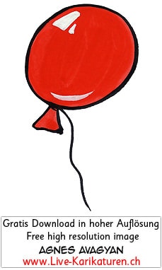 Ballone Luftballon Schnur Helium Kindergeburtstag Geburtstag Party Deko rot farbig Agnes Live-Karikaturen Karikaturistin Cartoon Comic Karikatur Clipart Zeichnung handgezeichnet gemalt Bild Illustration image painting Download kostenlos Gratisbild free image