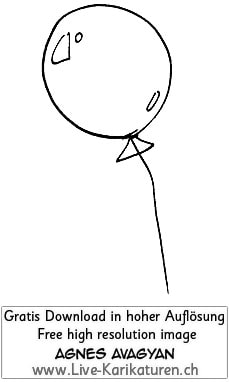 Ballon Luftballon mit Schnur Helium Kindergeburtstag Geburtstag Party Deko schwarzweiss Agnes Live-Karikaturen Karikaturistin Cartoon Comic Karikatur Clipart Zeichnung handgezeichnet gemalt Bild Illustration image painting Download kostenlos Gratisbild free image