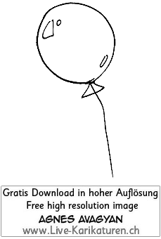 Ballon Luftballon mit Schnur Helium Kindergeburtstag Geburtstag Party Deko schwarzweiss Agnes Live-Karikaturen Karikaturistin Cartoon Comic Karikatur Clipart Zeichnung handgezeichnet gemalt Bild Illustration image painting Download kostenlos Gratisbild free image