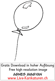 Ballon Luftballon mit Schnur Helium Kindergeburtstag Geburtstag Party Deko schwarzweiss Agnes Live-Karikaturen Karikaturistin Cartoon Comic Karikatur Clipart Zeichnung handgezeichnet gemalt Bild Illustration image painting Download kostenlos Gratisbild free image