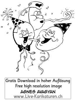 Ballone Gruppe Schwarm Luftballon Schnur Helium Kindergeburtstag Geburtstag Party Deko schwarzweiss Agnes Live-Karikaturen Karikaturistin Cartoon Comic Karikatur Clipart Zeichnung handgezeichnet gemalt Bild Illustration image painting Download kostenlos Gratisbild free image