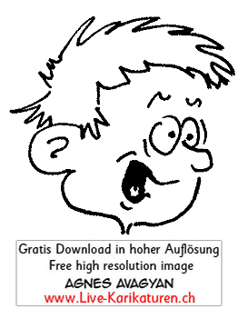 Gesicht Portraet Charakter handgezeichnet Mensch Kopf schwarzweiss Agnes Live-Karikaturen Karikaturistin Cartoon Comic Karikatur Clipart Zeichnung handgezeichnet gemalt Bild Illustration image painting Download kostenlos Gratisbild free image