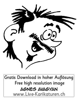 Gesicht Portraet Charakter handgezeichnet Mensch Kopf schwarzweiss Agnes Live-Karikaturen Karikaturistin Cartoon Comic Karikatur Clipart Zeichnung handgezeichnet gemalt Bild Illustration image painting Download kostenlos Gratisbild free image