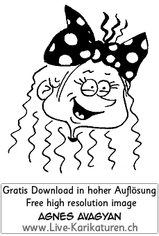 Gesicht Portraet Charakter handgezeichnet Mensch Kopf schwarzweiss Agnes Live-Karikaturen Karikaturistin Cartoon Comic Karikatur Clipart Zeichnung handgezeichnet gemalt Bild Illustration image painting Download kostenlos Gratisbild free image