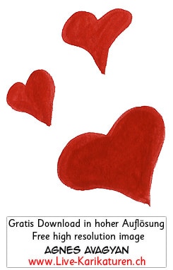 Herz Herzchen Herzen handgezeichnet handgemalt rot farbig Gruppe Hochzeit Valentinstag Agnes Live-Karikaturen Karikaturistin Cartoon Comic Karikatur Clipart Zeichnung handgezeichnet gemalt Bild Illustration image painting Download kostenlos Gratisbild free image