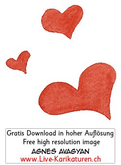 Herz Herzchen Herzen handgezeichnet handgemalt rot farbig Gruppe Hochzeit Valentinstag Agnes Live-Karikaturen Karikaturistin Cartoon Comic Karikatur Clipart Zeichnung handgezeichnet gemalt Bild Illustration image painting Download kostenlos Gratisbild free image