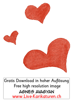 Herz Herzchen Herzen handgezeichnet handgemalt rot farbig Gruppe Hochzeit Valentinstag Agnes Live-Karikaturen Karikaturistin Cartoon Comic Karikatur Clipart Zeichnung handgezeichnet gemalt Bild Illustration image painting Download kostenlos Gratisbild free image