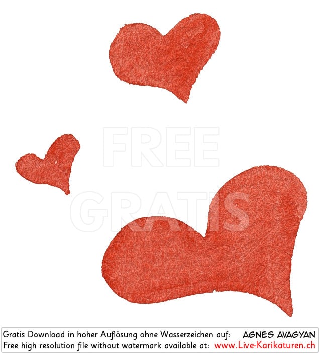 Herz Herzchen Herzen handgezeichnet handgemalt rot farbig Gruppe Hochzeit Valentinstag Agnes Live-Karikaturen Karikaturistin Cartoon Comic Karikatur Clipart Zeichnung handgezeichnet gemalt Bild Illustration image painting Download kostenlos Gratisbild free image