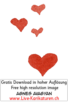 Herz Herzchen Herzen handgezeichnet handgemalt rot farbig Gruppe Hochzeit Valentinstag Agnes Live-Karikaturen Karikaturistin Cartoon Comic Karikatur Clipart Zeichnung handgezeichnet gemalt Bild Illustration image painting Download kostenlos Gratisbild free image