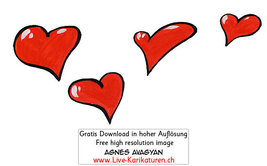 Herz Herzchen Herzen handgezeichnet handgemalt rot Gruppe Hochzeit Valentinstag Agnes Live-Karikaturen Karikaturistin Cartoon Comic Karikatur Clipart Zeichnung handgezeichnet gemalt Bild Illustration image painting Download kostenlos Gratisbild free image