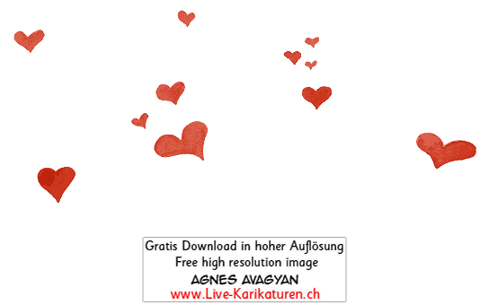 Herz Herzchen Herzen handgezeichnet handgemalt rot Gruppe Hochzeit Valentinstag Agnes Live-Karikaturen Karikaturistin Cartoon Comic Karikatur Clipart Zeichnung handgezeichnet gemalt Bild Illustration image painting Download kostenlos Gratisbild free image