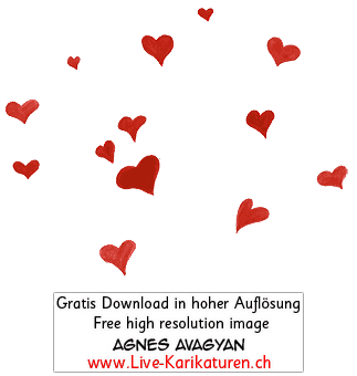 Herz Herzchen Herzen handgezeichnet handgemalt rot Gruppe Hochzeit Valentinstag Agnes Live-Karikaturen Karikaturistin Cartoon Comic Karikatur Clipart Zeichnung handgezeichnet gemalt Bild Illustration image painting Download kostenlos Gratisbild free image