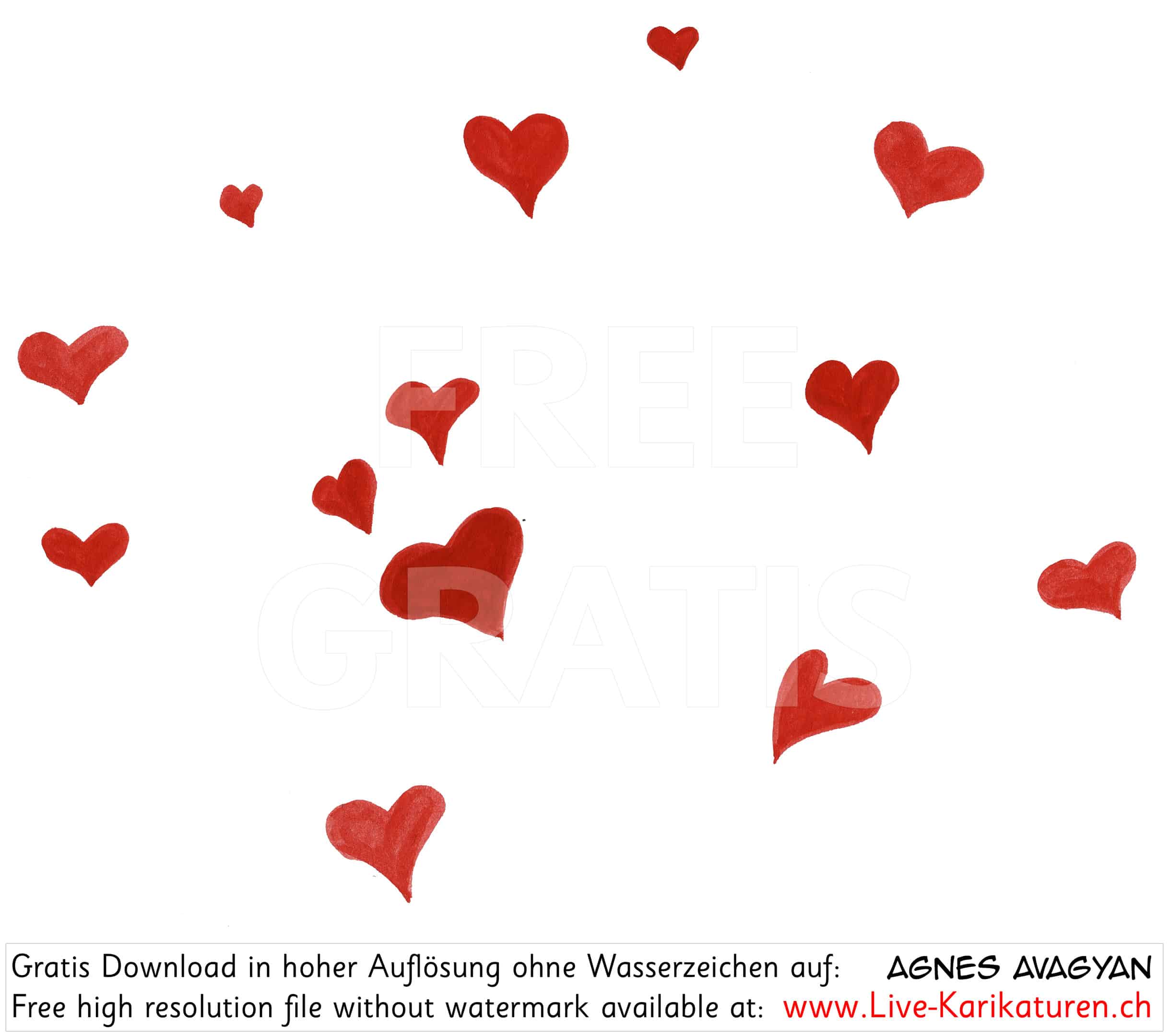 Herz Herzchen Herzen handgezeichnet handgemalt rot Gruppe Hochzeit Valentinstag Agnes Live-Karikaturen Karikaturistin Cartoon Comic Karikatur Clipart Zeichnung handgezeichnet gemalt Bild Illustration image painting Download kostenlos Gratisbild free image