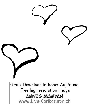 Herz Herzchen Herzen handgezeichnet handgemalt schwarzweiss Gruppe Hochzeit Valentinstag Agnes Live-Karikaturen Karikaturistin Cartoon Comic Karikatur Clipart Zeichnung handgezeichnet gemalt Bild Illustration image painting Download kostenlos Gratisbild free image