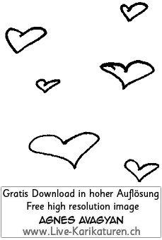 Herz Herzchen Herzen handgezeichnet handgemalt schwarzweiss Gruppe Hochzeit Valentinstag Agnes Live-Karikaturen Karikaturistin Cartoon Comic Karikatur Clipart Zeichnung handgezeichnet gemalt Bild Illustration image painting Download kostenlos Gratisbild free image